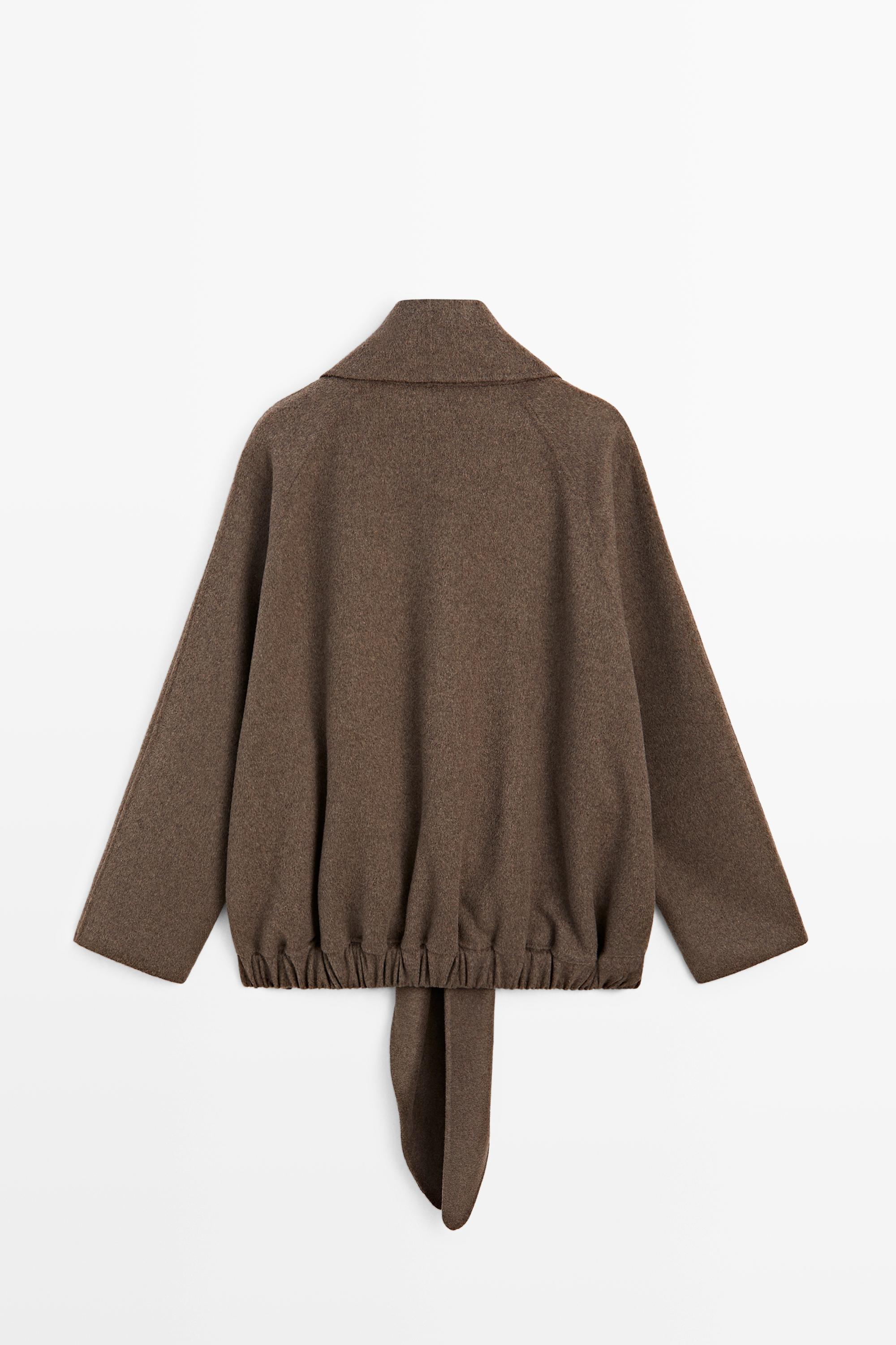 Wrap-style melange wool blend jacket